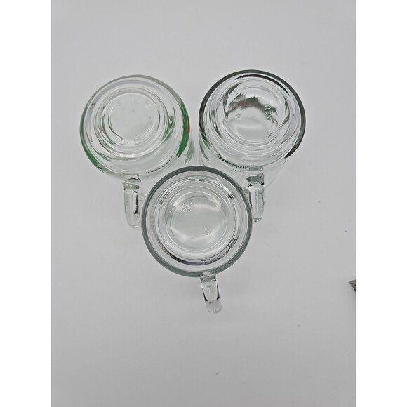 Lot of 3 Vintage Christmas Coffee Mugs Anchor Hocking & Luminarc Clear Glass - Picture 6 of 11